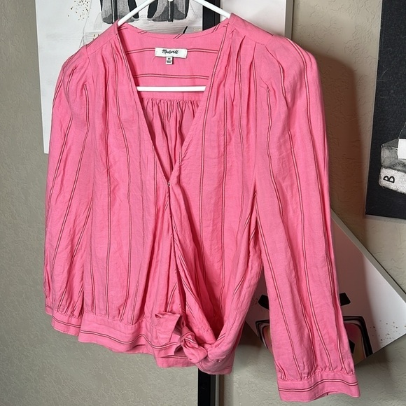 Madewell Wrap Top in Cecilia Stripe. Size XS - Picture 4 of 9
